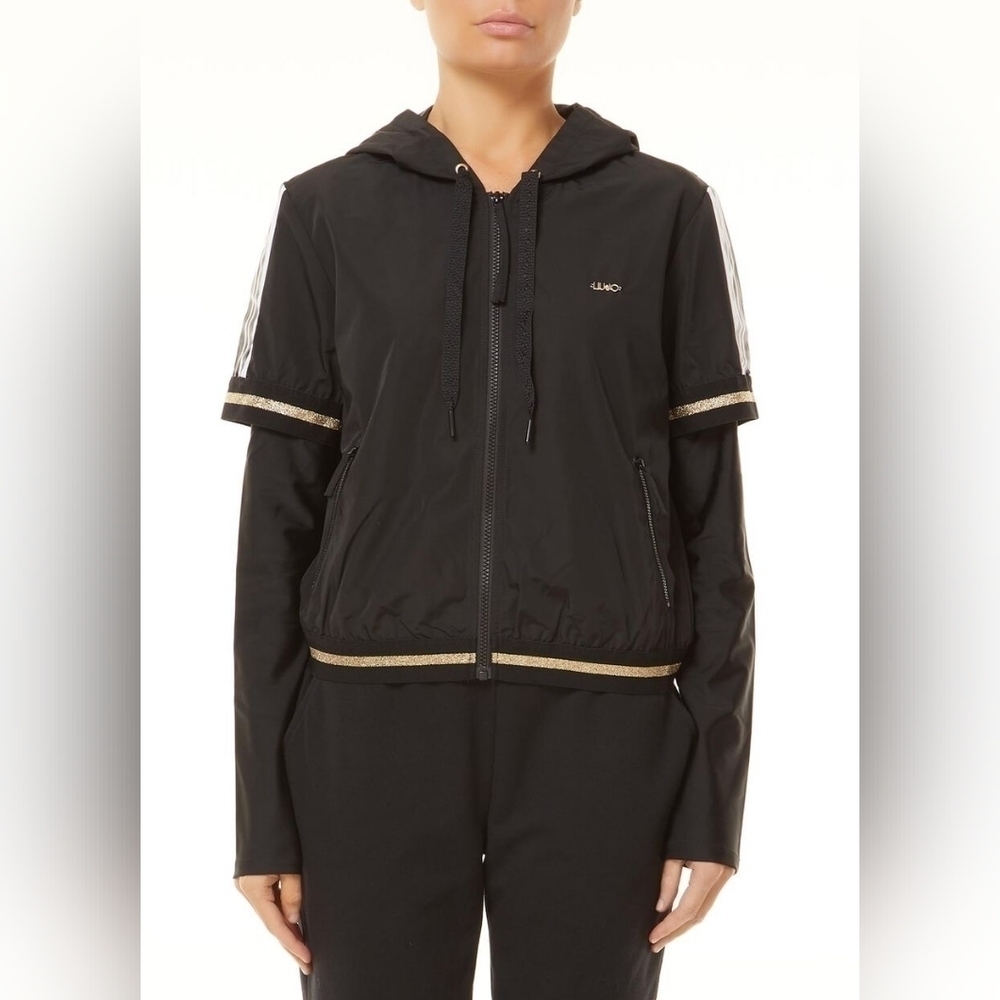 Luijo Nylon sports jacket with hood, lurex® bands